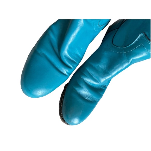 VTG Justin Roper Boots Womens 6B Leather Cowboy Teal Turquoise Western USA - Picture 3 of 8